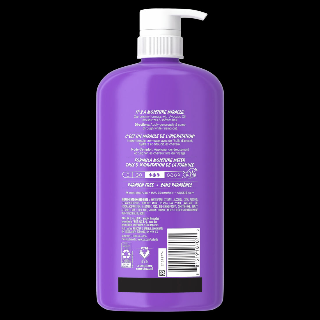 Aussie Miracle Moist Hair Conditioner for All Hair Types Moisturizing Paraben-Free - 30.4oz/4pk