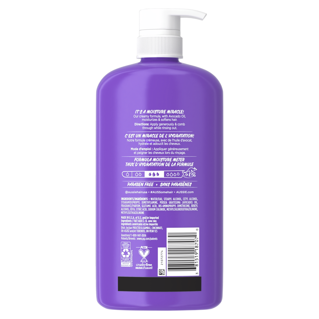 Aussie Miracle Moist Hair Conditioner For All Hair Types Moisturizing Paraben-Free - 30.4oz/4pk