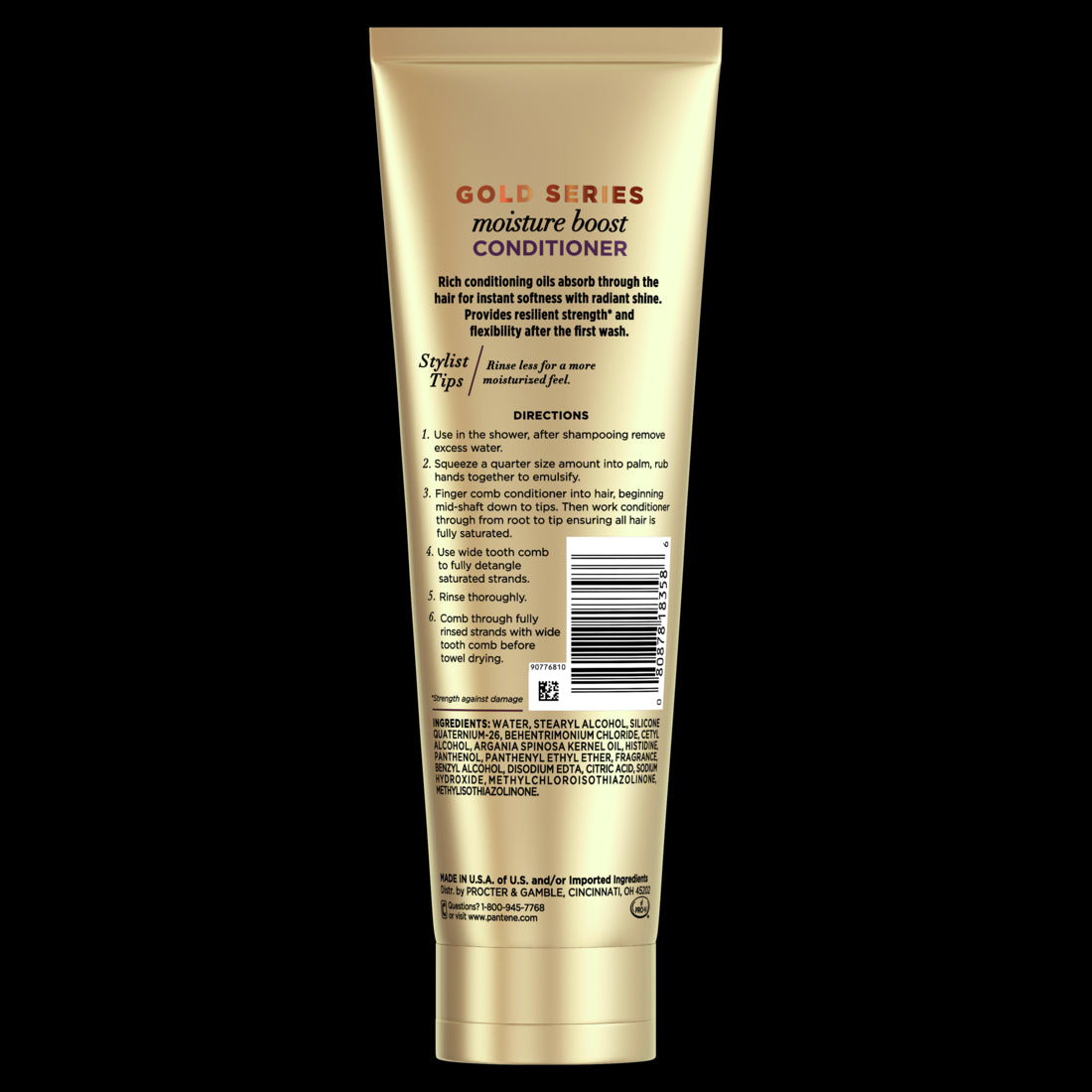 Gold Series from Pantene Sulfate-Free Moisture Boost Conditioner Infused with Argan Oil for Curly Coily Hair - 8.4oz/12pk
