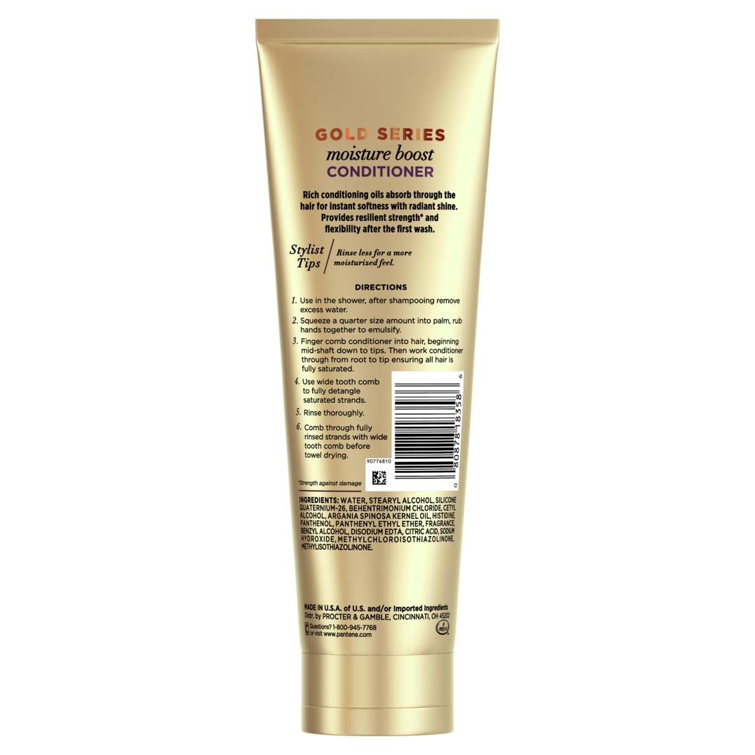 Gold Series From Pantene Sulfate-Free Moisture Boost Conditioner Infused With Argan Oil For Curly Coily Hair - 8.4oz/12pk