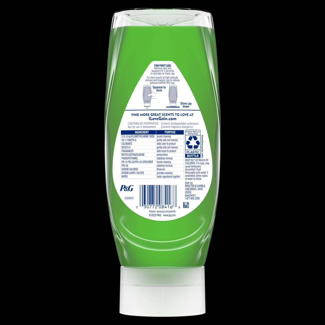 Gain Ultra Liquid Dish Soap Dishwashing Liquid Grease Removal Original - 14.7oz/8pk