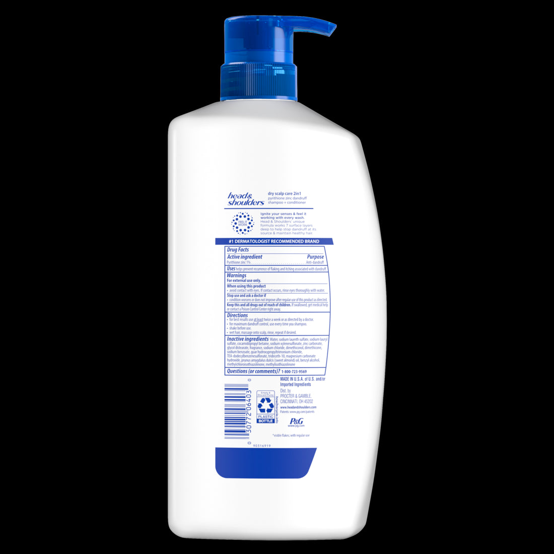 Head and Shoulders 2 in 1 Dandruff Shampoo and Conditioner Anti-Dandruff Treatment Dry Scalp Care for Daily Use Paraben Free - 28.2oz/4pk