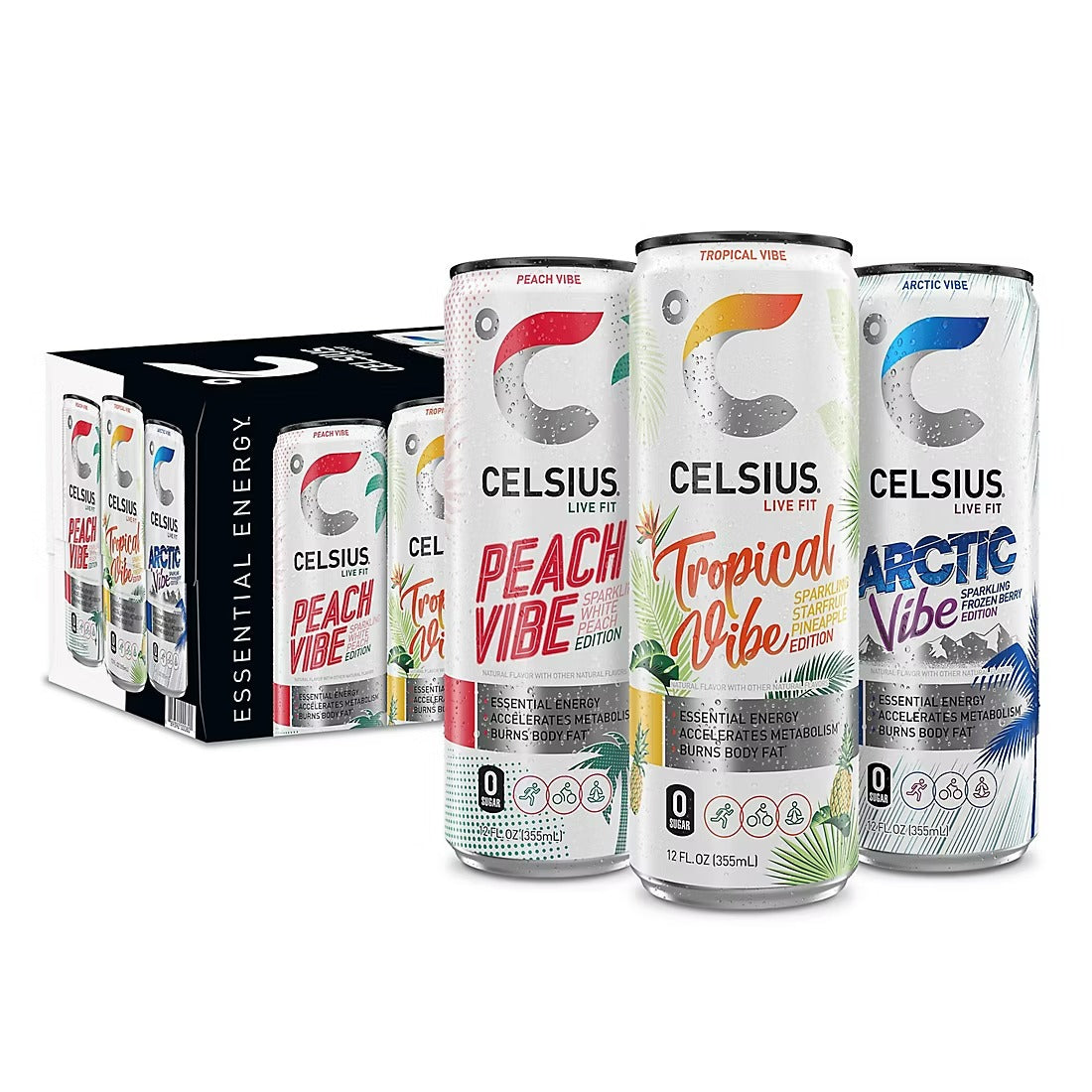 Celsius Essential Energy Sparkling Vibe Variety Pack - 12oz/18pk