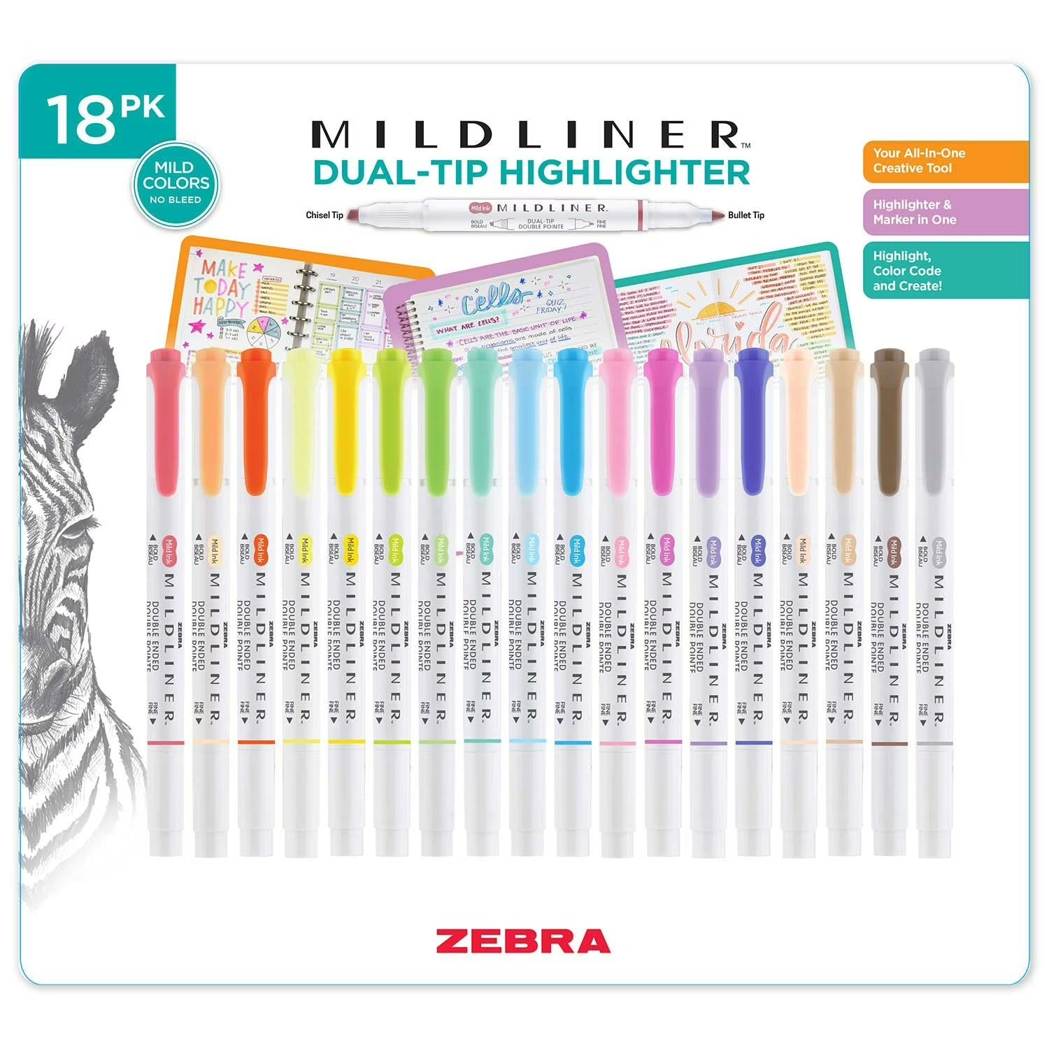 Mildliner Double Ended Highlighter Assorted - 18ct/1pk