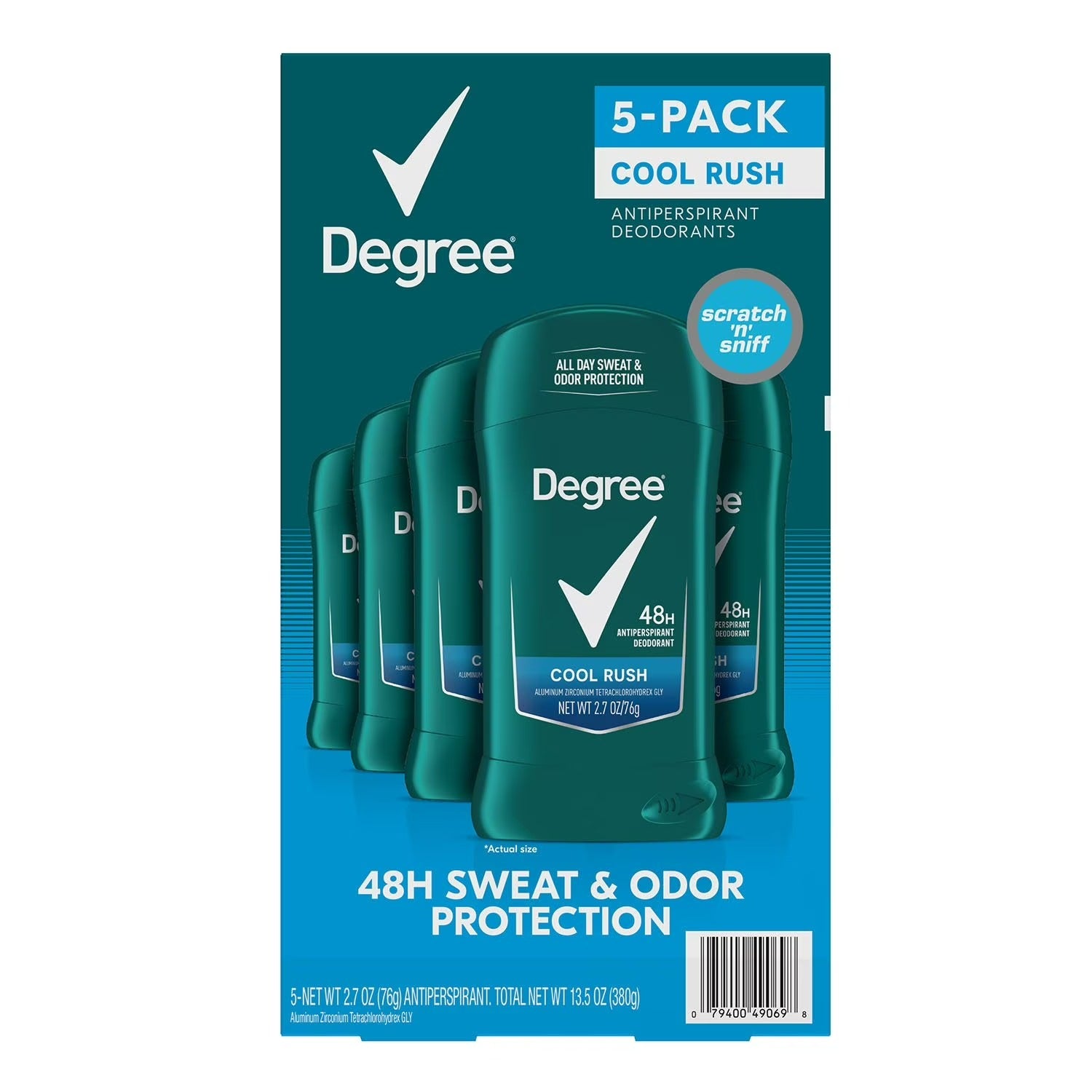 Degree Men Dry Protection Antiperspirant Cool Rush - (5x2.7)oz/1pk