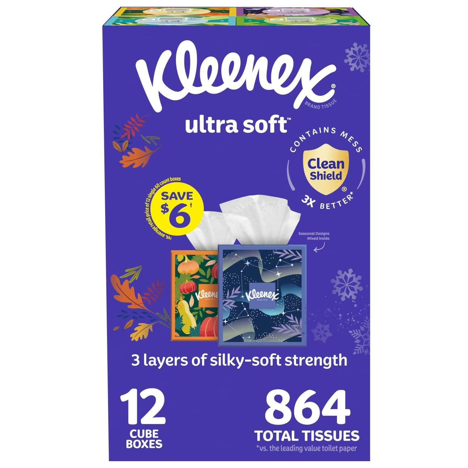 Kleenex Ultra Soft Hypoallergenic 3-Ply Facial Tissues - 72ct/12pk