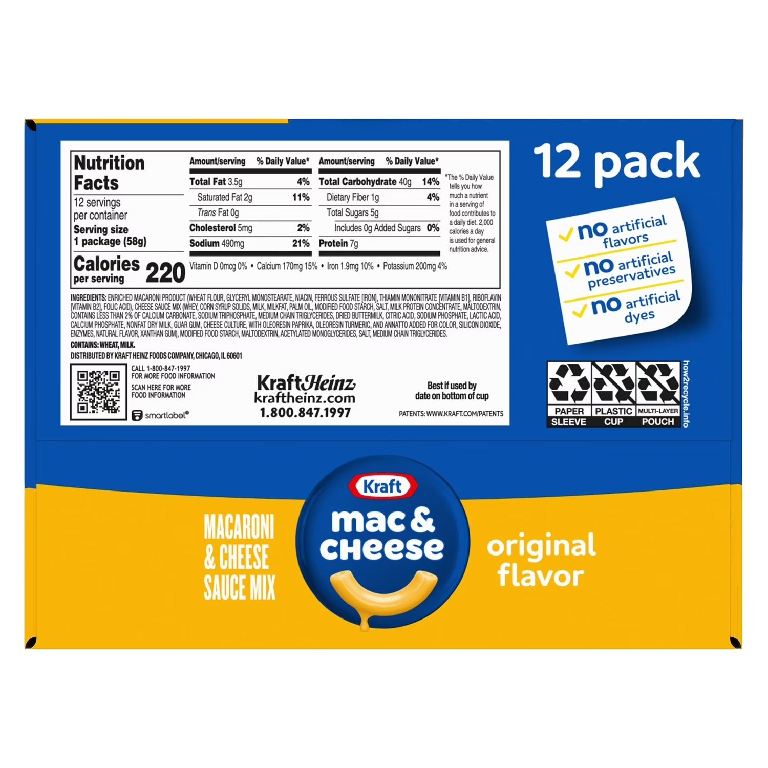 Kraft Original Macaroni and Cheese Easy Microwavable Dinner - 2.05oz/12pk