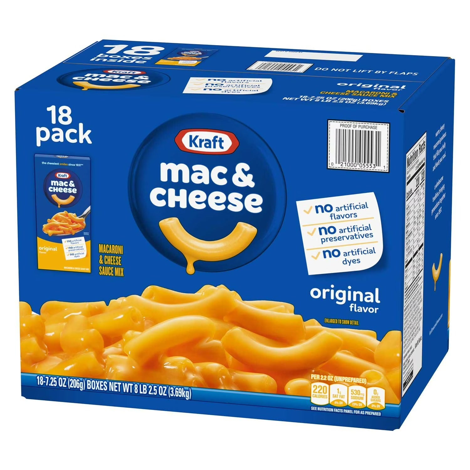 Kraft Original Macaroni and Cheese Dinner -7.25oz/18pk