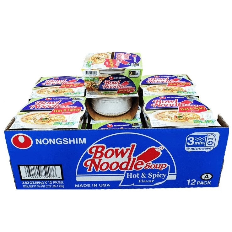 Nong Shim Hot & Spicy Noodles - 3.03oz/12pk