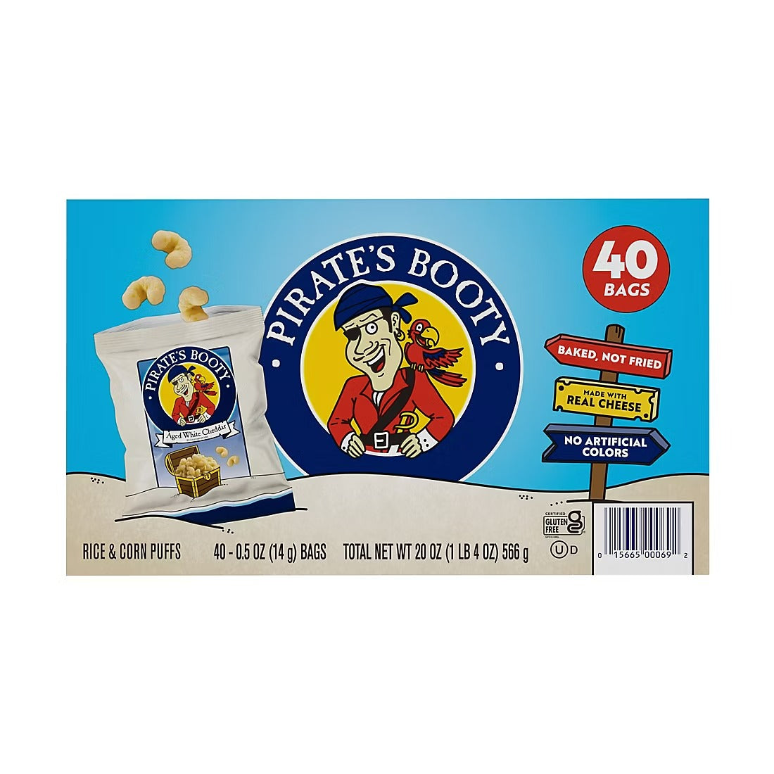 Pirates Booty Aged White Cheddar Puffs - (40x0.5)oz/1pk