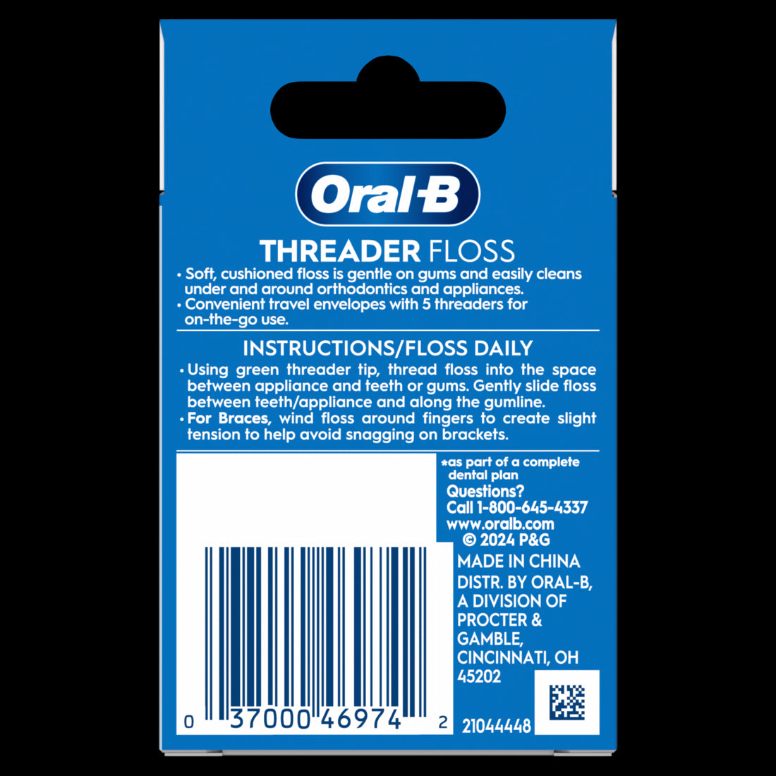 Oral-B Threader Dental Floss for Bridges Braces and Implants - 30ct/6pk