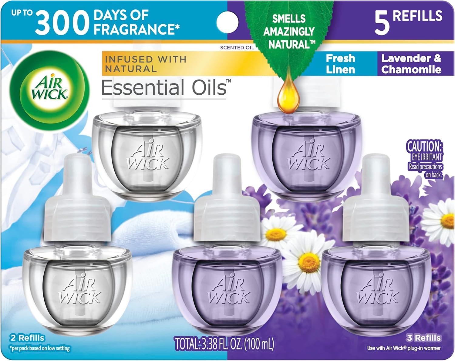 Air Wick Scented Oil - Refill Essential Oils Fresh Linen + Lavender - 5ct/5pk