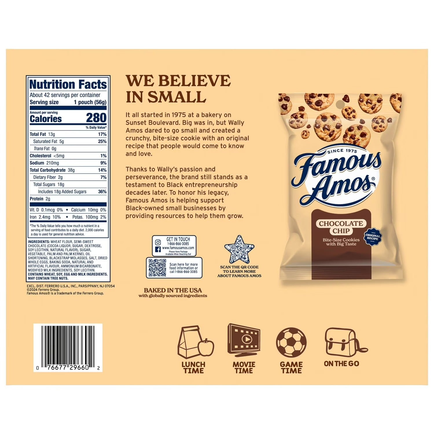 FAMOUS AMOS Double Chocolate Chip Cookies - 2oz(56g)Bags/42pk