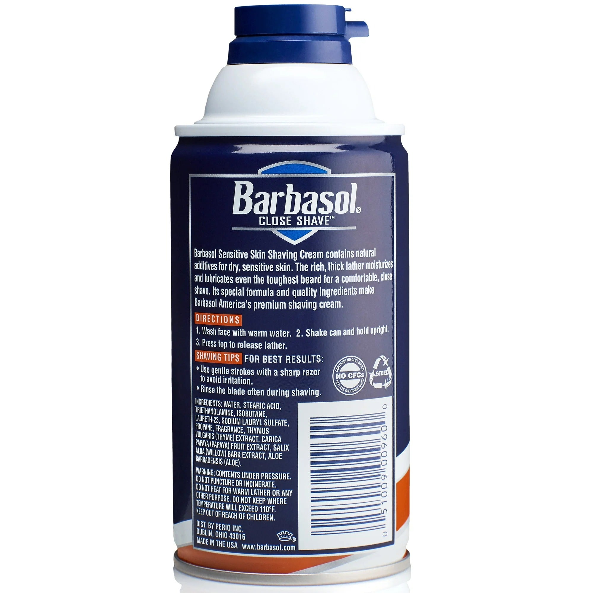 Barbasol Shaving Cream with Rust Resistant Bottom Sensitive Skin 283g - 10oz/6pk