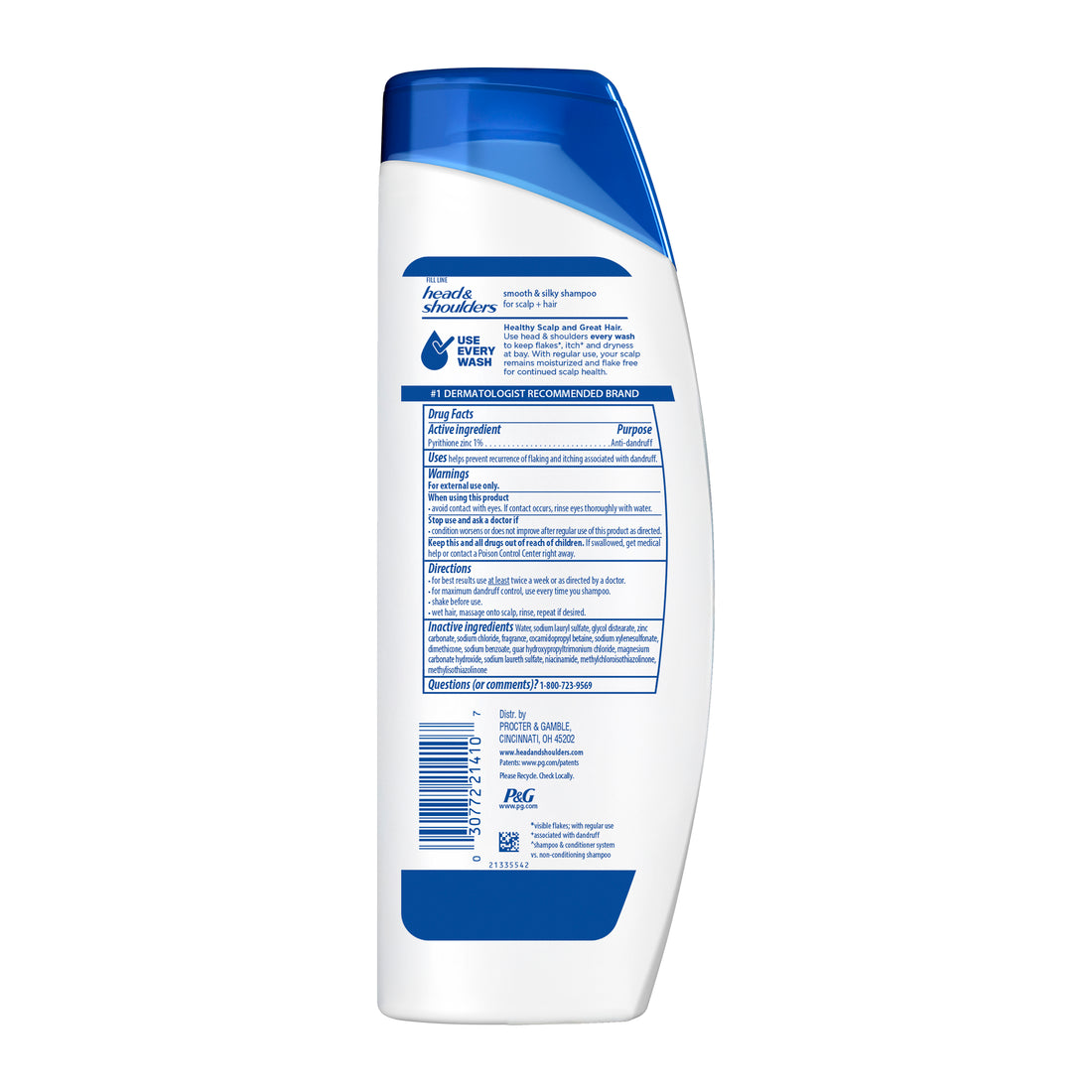 Head & Shoulders Smooth & Silky Dandruff Shampoo Frizz Control Fresh Floral Scent Color Safe - 12.5oz/6pk