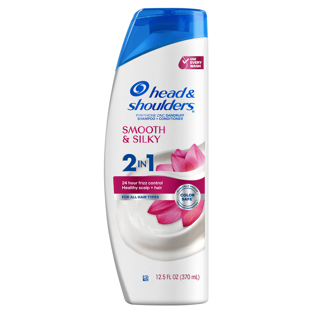 Head & Shoulders Smooth & Silky 2 in 1 Dandruff Shampoo and Conditioner Frizz Control Fresh Floral Scent Color Safe - 12.5oz/6pk
