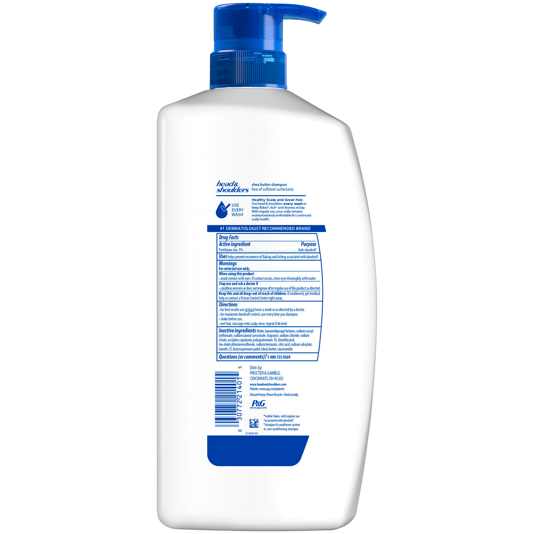 Head & Shoulders Shea Butter Dandruff Shampoo Sulfate-Free Rich Moisture Curly & Coily Hair - 28.2oz/4pk