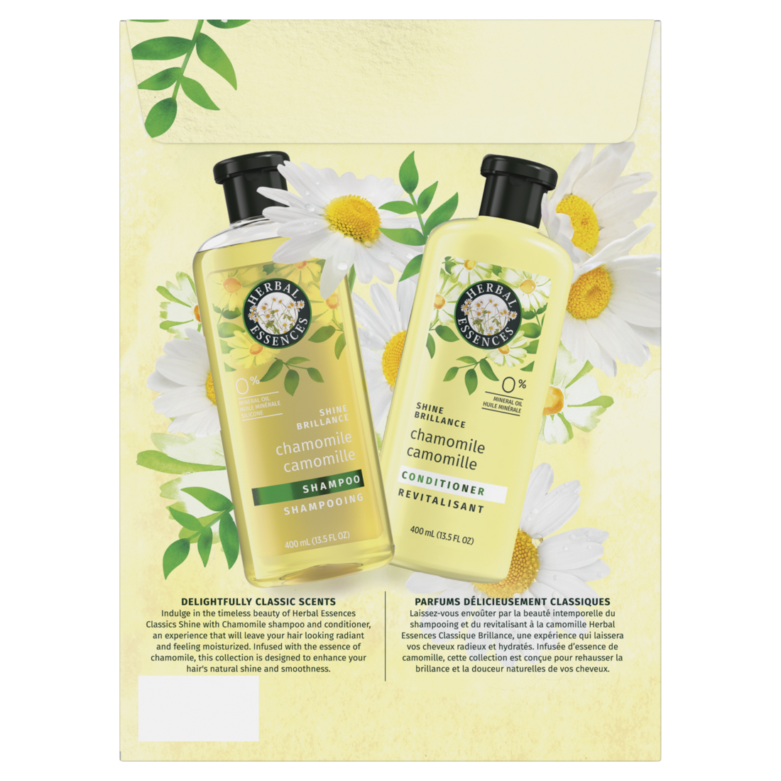 Herbal Essences Shine Collection Chamomile Shampoo and Conditioner Set Shines and Smooths Hair Mineral Oil Free - (2x13.5)oz/4pk