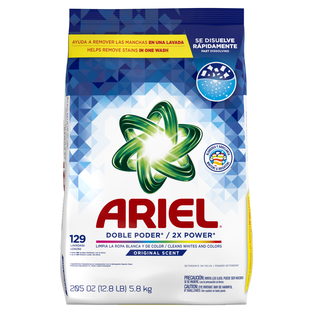 Ariel Powder Laundry Detergent Original Scent 5.8 kg 129 Loads - 205oz/3pk
