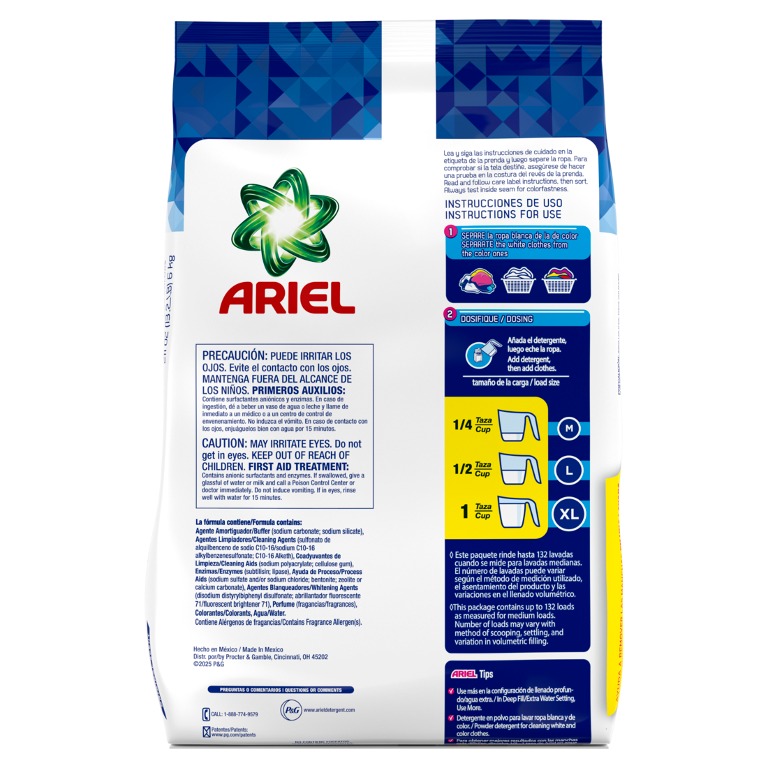 Ariel Powder Laundry Detergent Original Scent 6.0 kg 132 Loads - 211oz/2pk