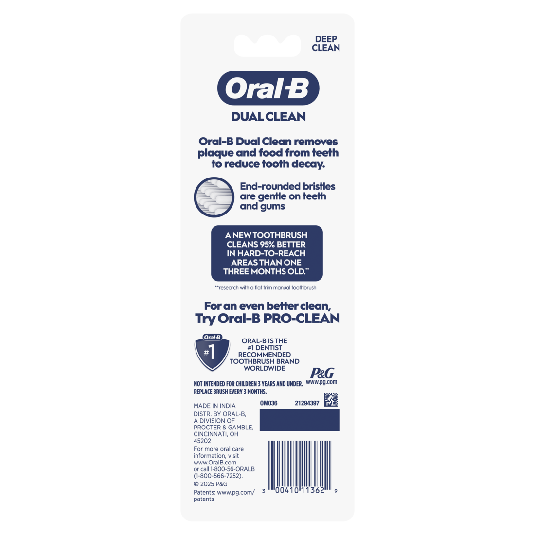 Oral-B Toothbrush Dual Clean Soft - 3ct/36pk