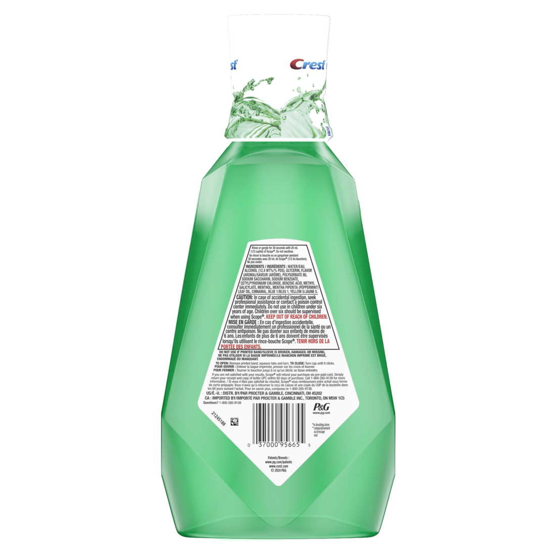 Crest Scope Outlast Mouthwash/Mouth Rinse Long Lasting Freshness Kills Millions Of Bad Breath Germs Fresh Mint 1L - 33.8oz/6pk