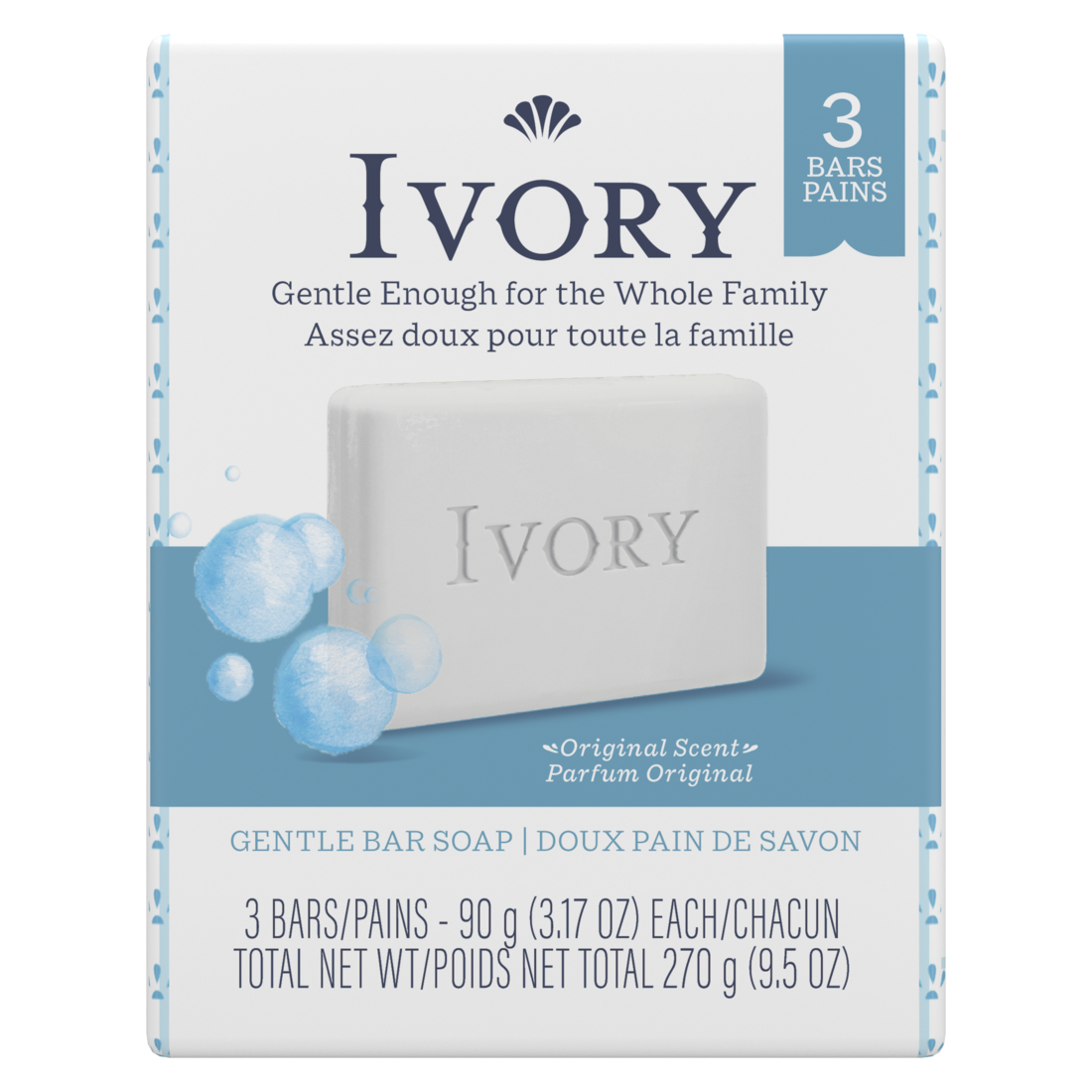 Ivory Gentle Bar Soap Original Scent - (3x3.17)oz/24pk