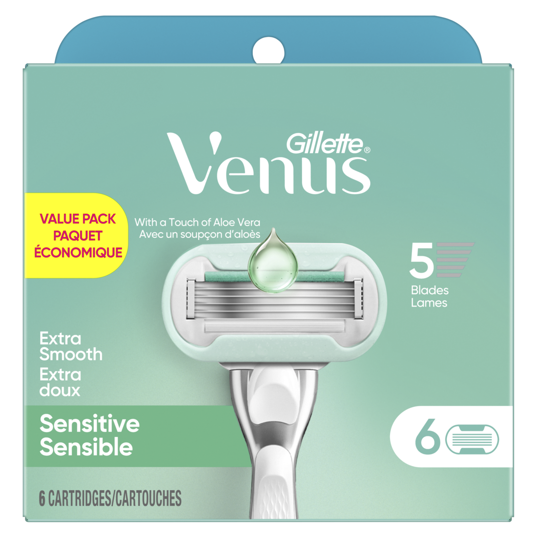 Gillette Venus Extra Smooth Sensitive Women's Razor Blades for Sensitive Skin 5-Bladed Razor Refills - 6ct/36pk