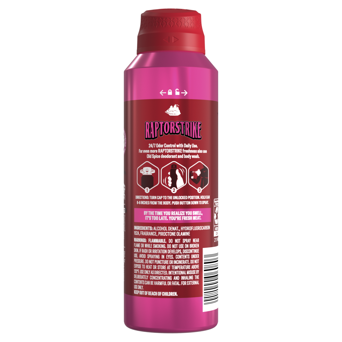 Old Spice Aluminum Free Deodorant For Men 24/7 Freshness Body Spray Long Lasting Odor Protection Cologne Quality Fragrance Raptorstrike Dark Berry Scent - 5.1oz/12pk