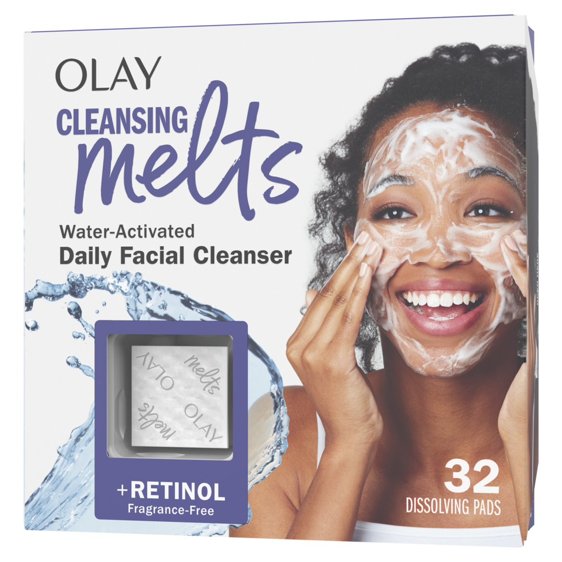Olay Cleansing Melts + Hyaluronic Face Cleanser Water-Activated Face Wash Cleans Tones and Refreshes Skin - 32ct/12pk