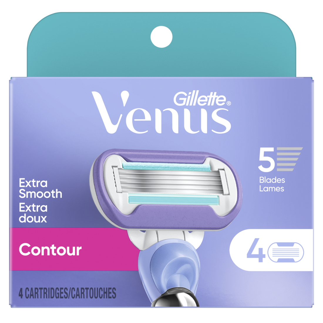 Gillette Venus Extra Smooth Contour Women's Razor Blades 5-Bladed Razor Refills - 4ct/48pk