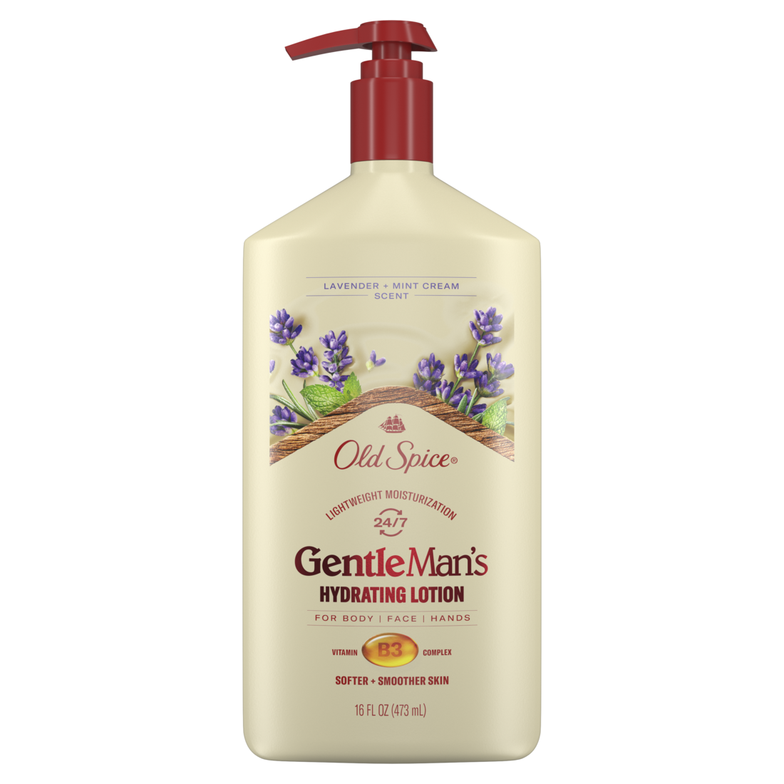 Old Spice Hand Face and Body Lotion for all skin types 24/7 Lightweight Moisturization with Vitamin B3 Lavender and Mint Scent Instant Absorption - 16oz/6pk