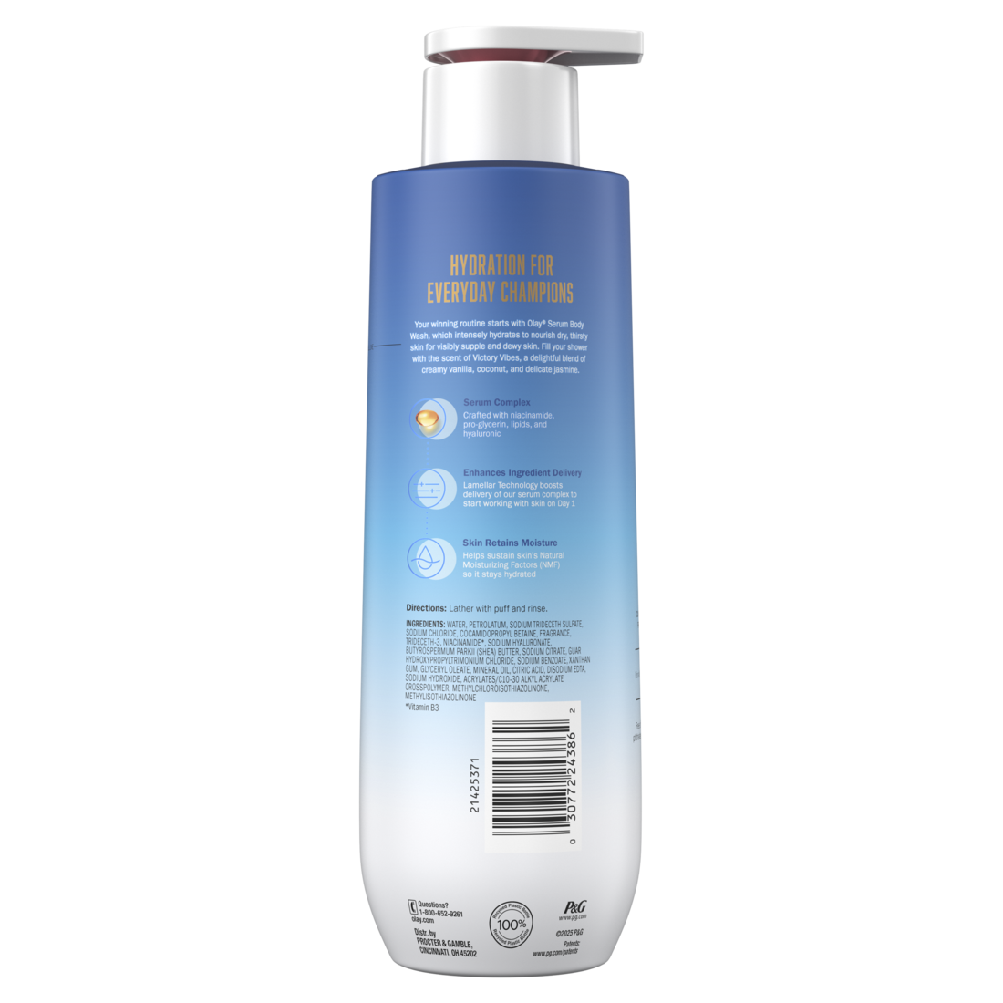 Olay Intensely Hydrating Body Wash with Hyaluronic Serum Complex Victory Vibes Vanilla Scent - 20oz/4pk