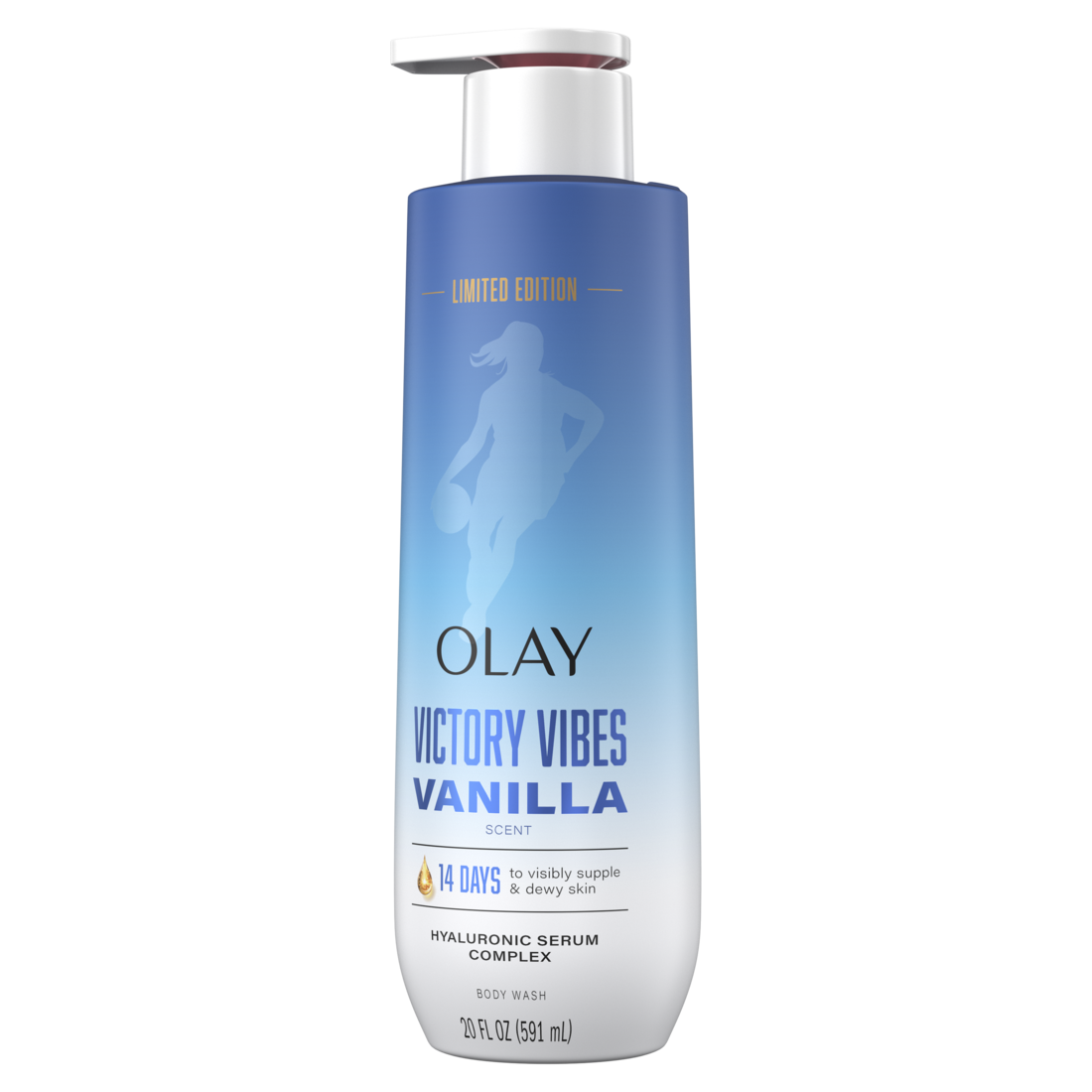 Olay Intensely Hydrating Body Wash with Hyaluronic Serum Complex Victory Vibes Vanilla Scent - 20oz/4pk