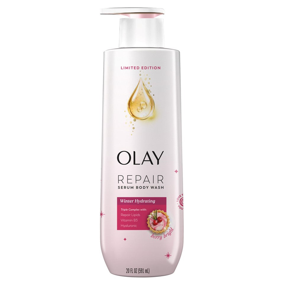 Olay Premium Winter Hydrating Repair Serum Body Wash Berry Bright - 20oz/4pk