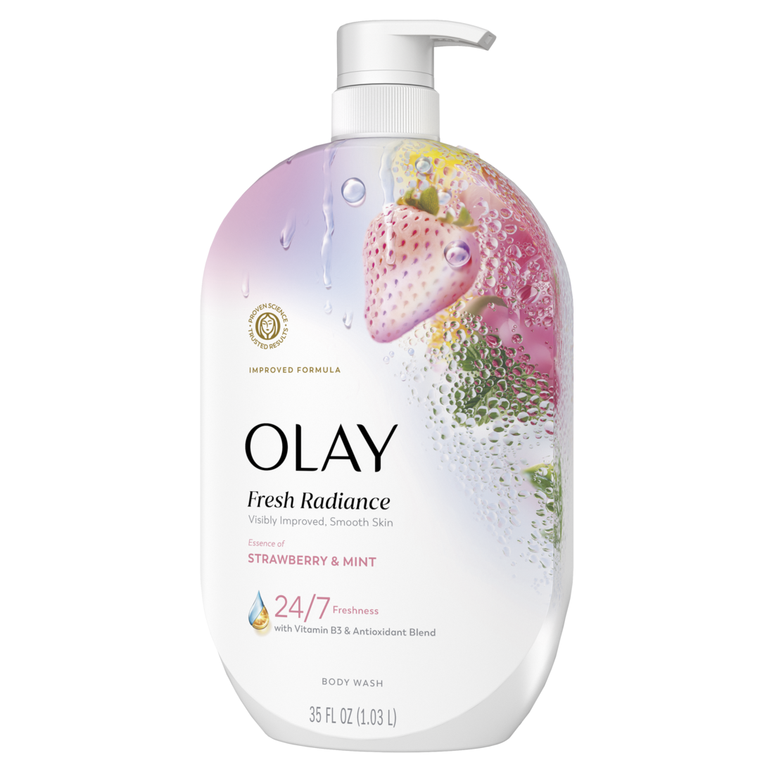 Olay Fresh Radiance Body Wash With Essence Of Strawberry And Mint Vitamin B3 And Antioxidant Blend - 35oz/4pk