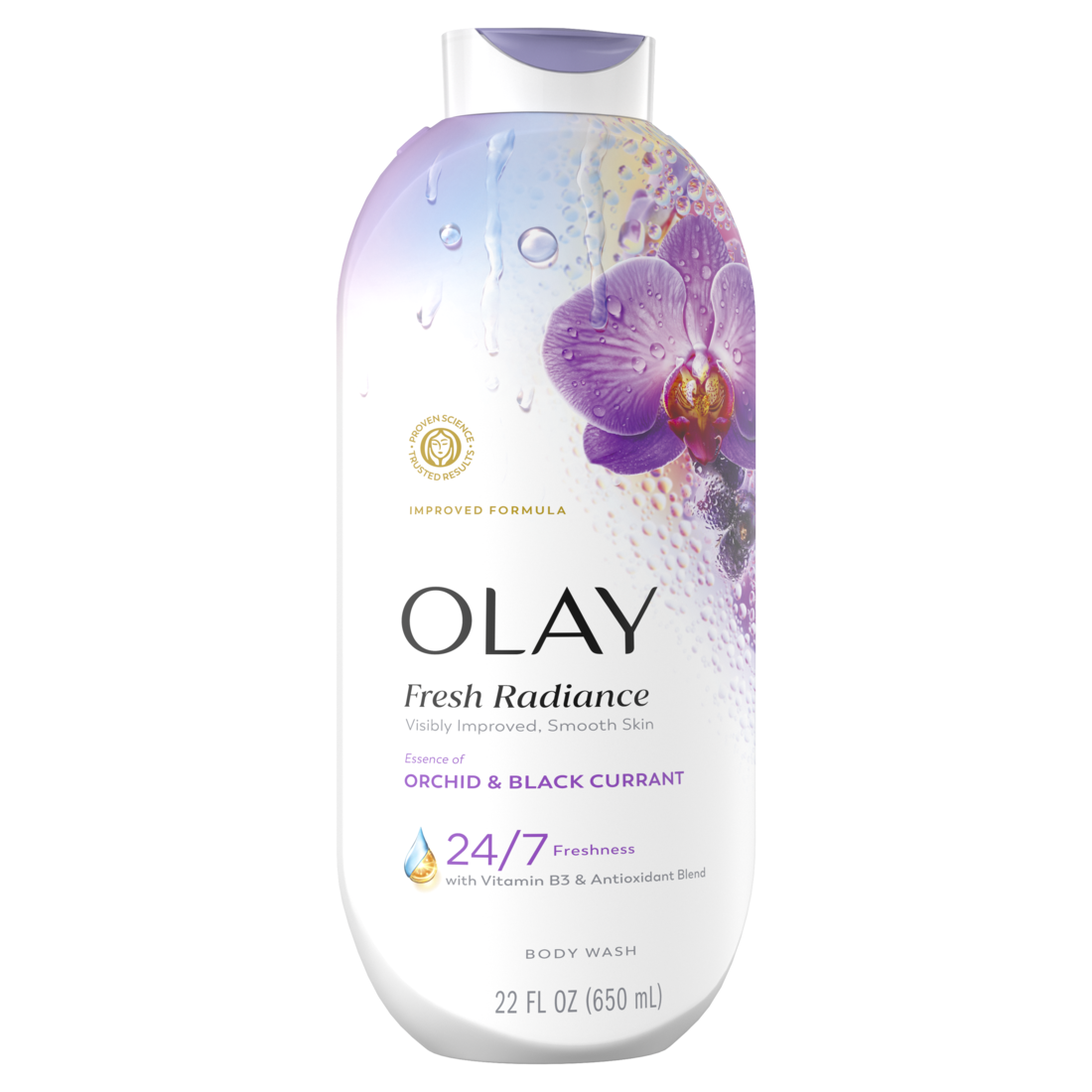 Olay Fresh Radiance Body Wash With Essence Of Orchid And Black Currant Vitamin B3 And Antioxidant Blend - 22oz/4pk