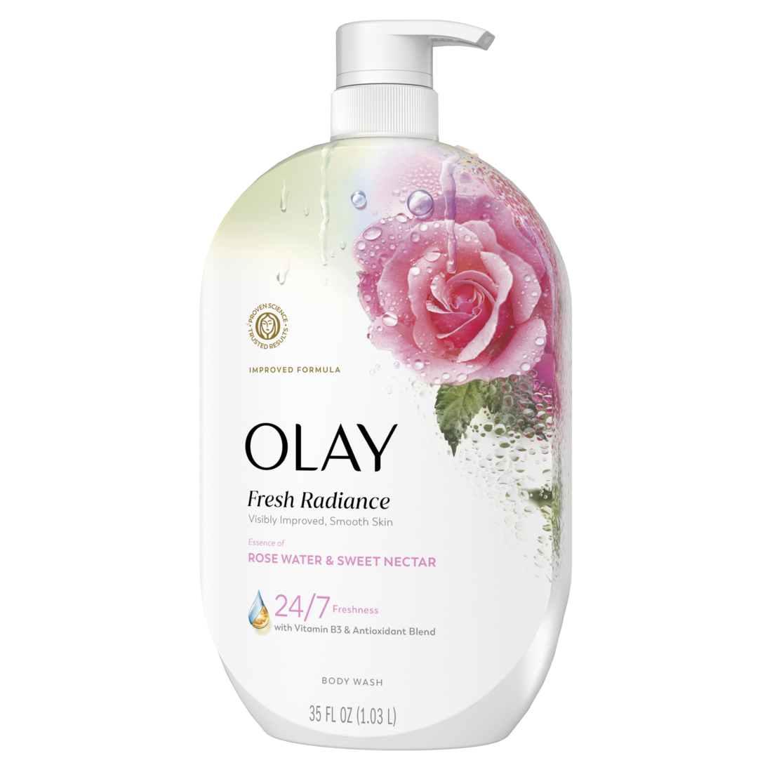Olay Fresh Radiance Body Wash with Essence of Rose Water and Sweet Nectar Vitamin B3 and Antioxidant Blend - 35oz/4pk
