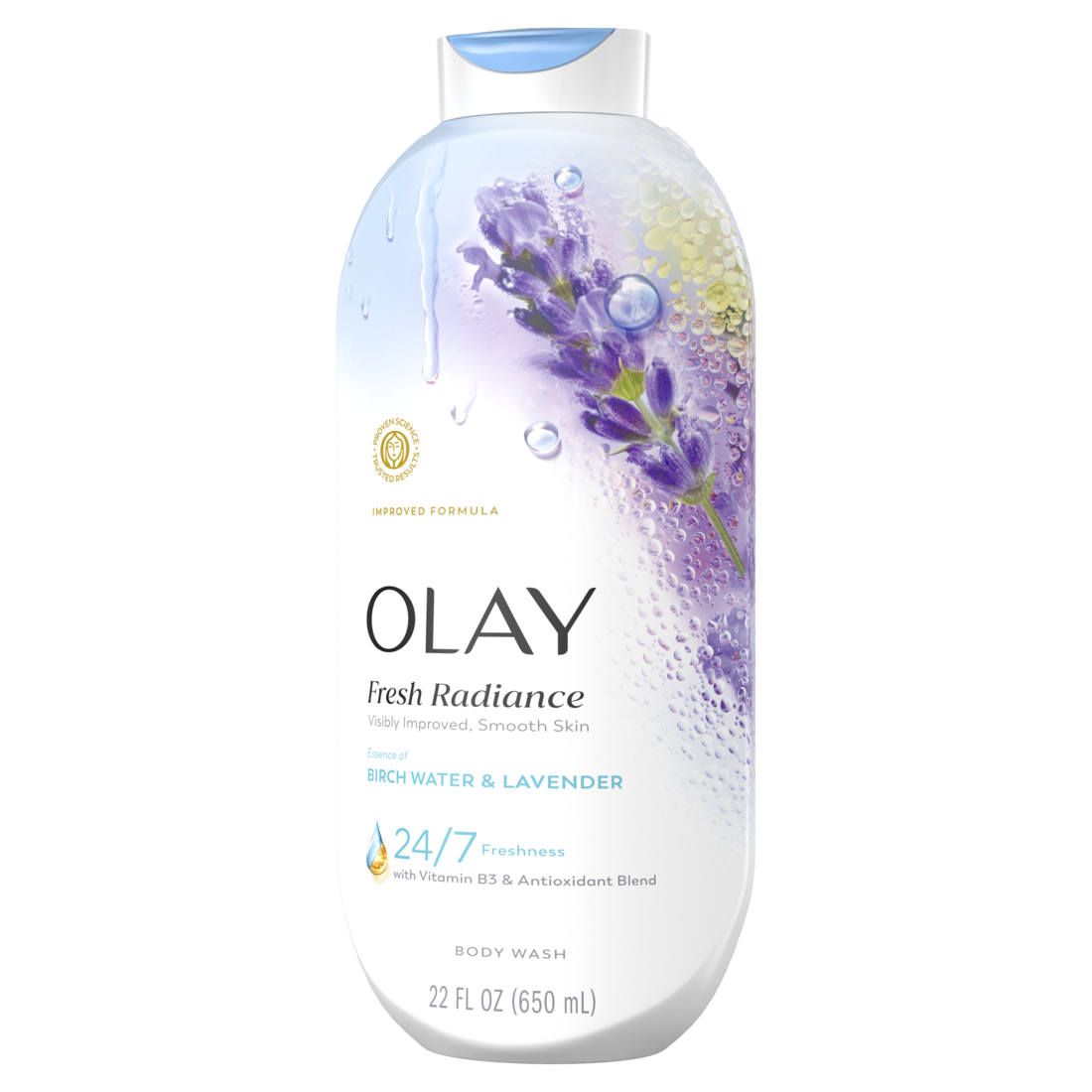 Olay Fresh Radiance Body Wash with Essence of Birch Water and Lavender Vitamin B3 and Antioxidant Blend - 22oz/4pk