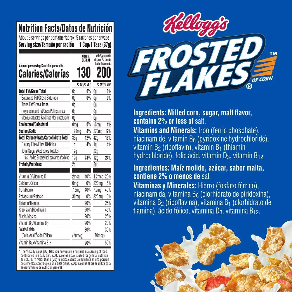 Kelloggs Cereals Frosted Flakes - 12oz/18pk