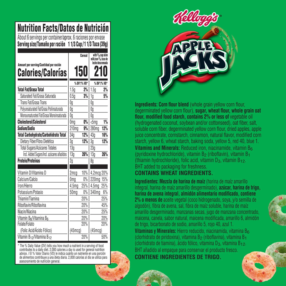Kelloggs Cereals Apple Jacks - 8.9oz/18pk