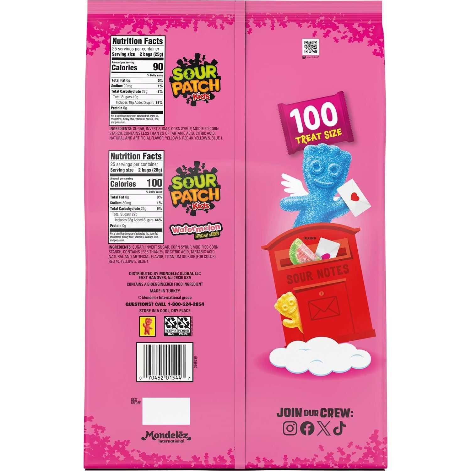 Sour Patch Kids Original & Watermelon Valentines Day Candy - 100ct/1pk