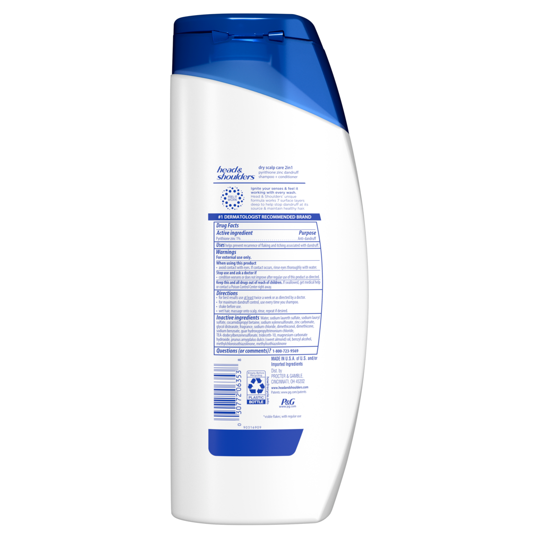 Head & Shoulders 2 in 1 Dandruff Shampoo and Conditioner Anti-Dandruff Treatment Dry Scalp Care for Daily Use - 20.7oz/4pk
