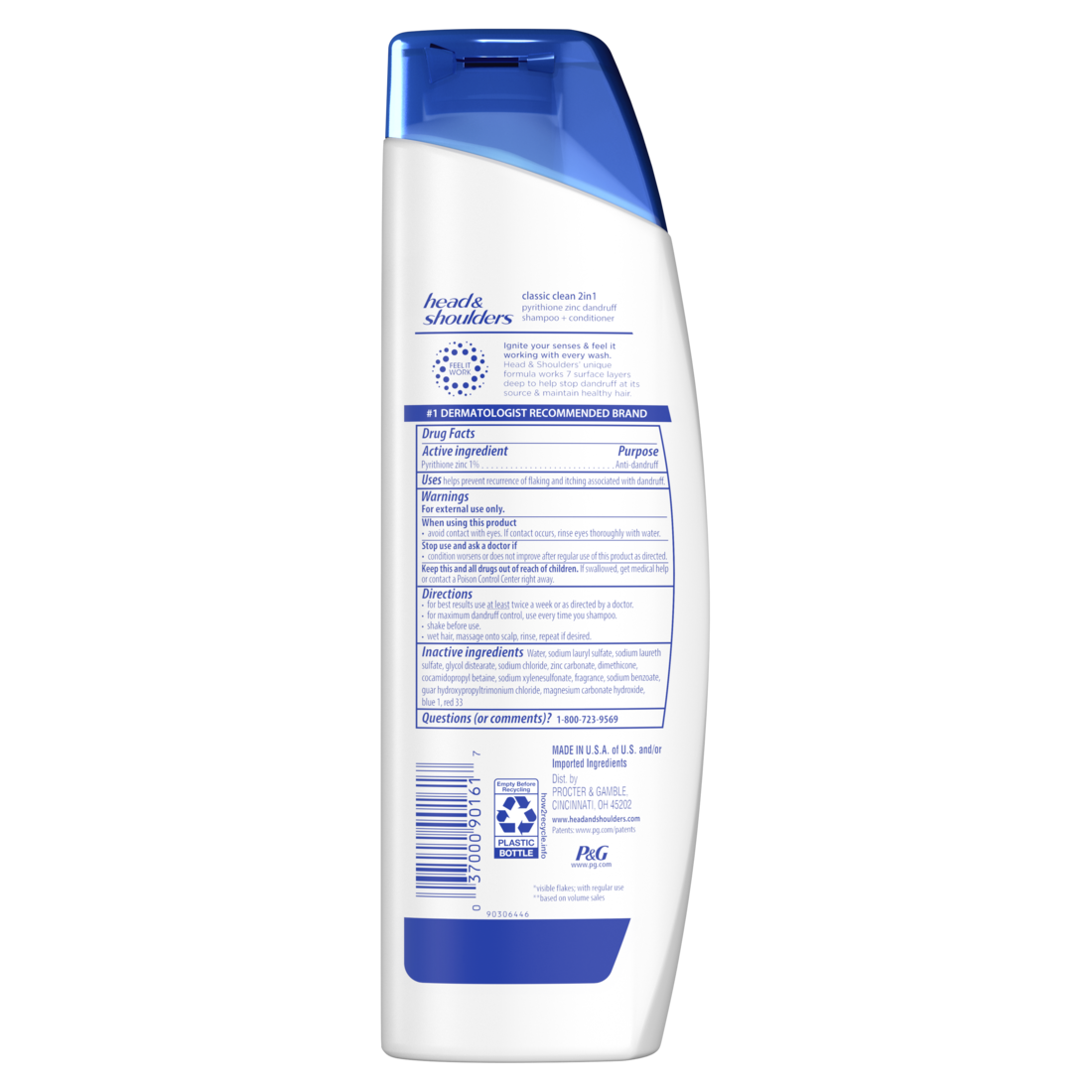 Head and Shoulders 2 in 1 Dandruff Shampoo and Conditioner Anti-Dandruff Treatment Classic Clean for Daily Use - 8.45oz/6pk