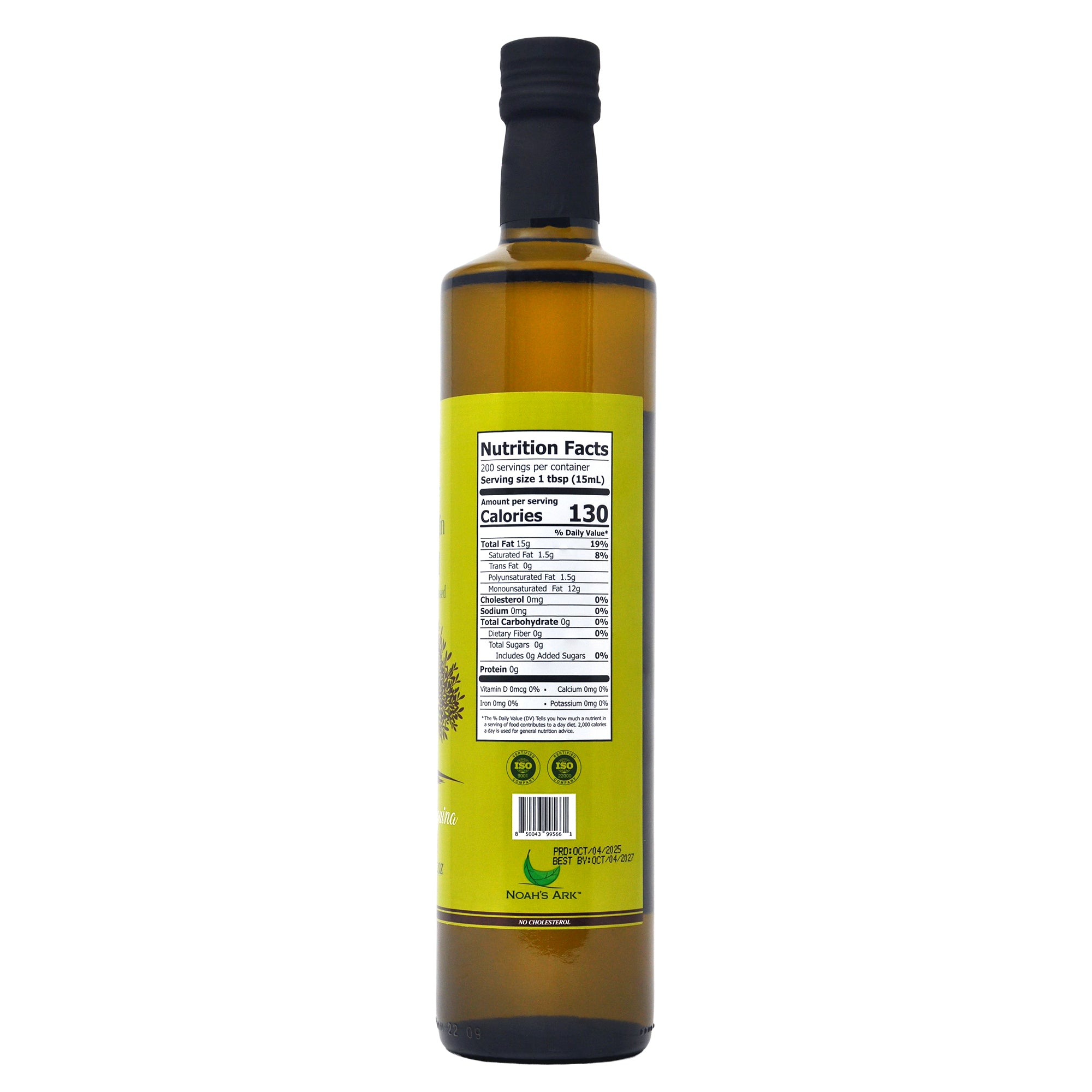 Noah's Ark Arbequina Extra Virgin Olive Oil - 750ml/25.36oz/6pk