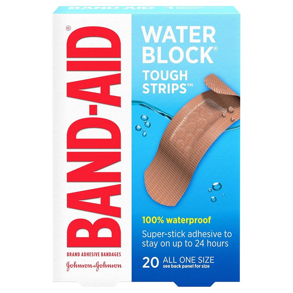 Band-Aid Adhesive Bandages Water Block Tough Strips Waterproof All One Size - 20ct/5pk