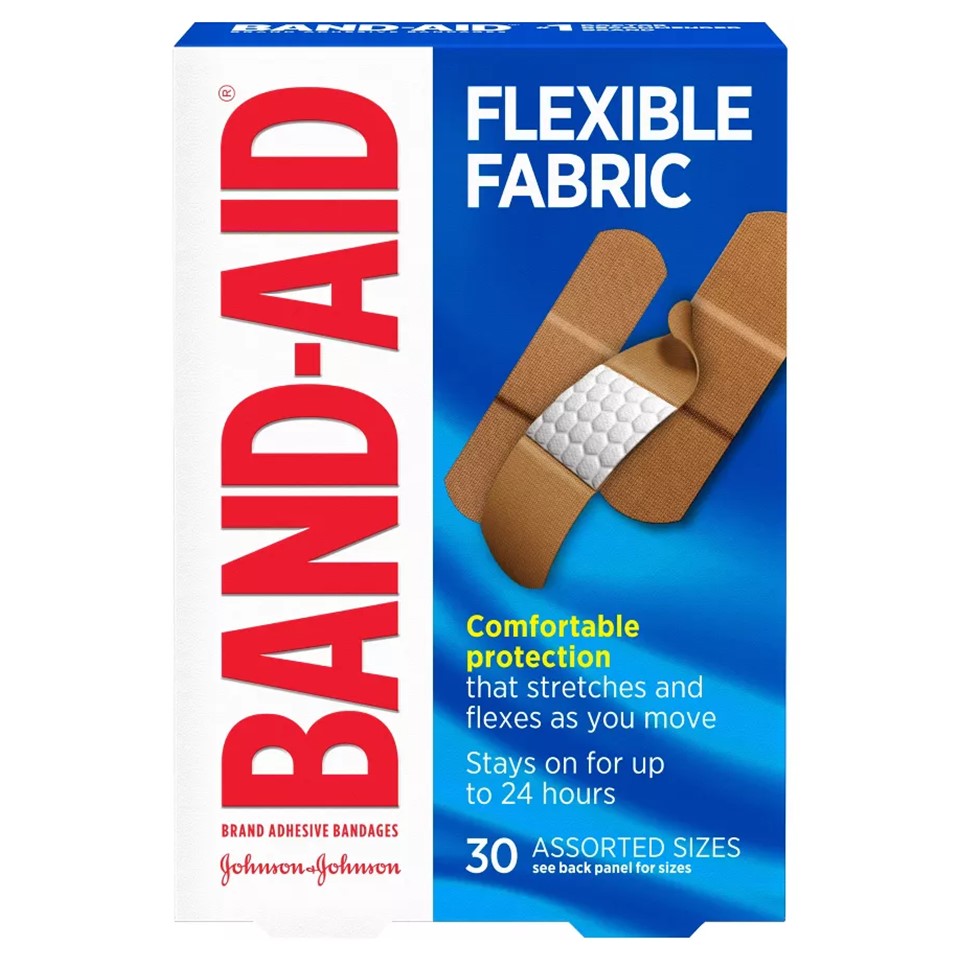 Band-Aid Adhesive Bandages Flexible Fabric Assorted - 30ct/6pk
