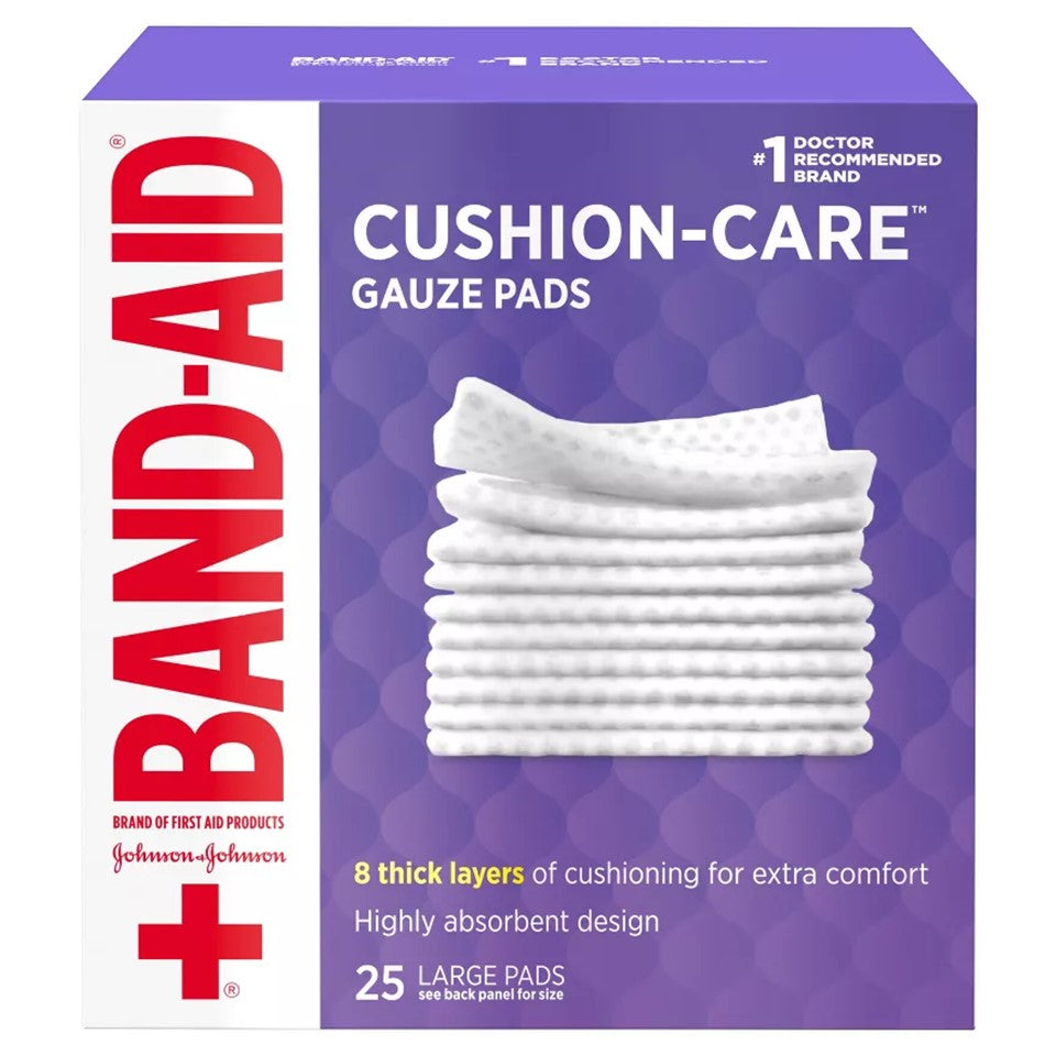 Band-Aid First Aid Products Cushion-Care Gauze Pads Large 4" x 4" - 25ct/3pk