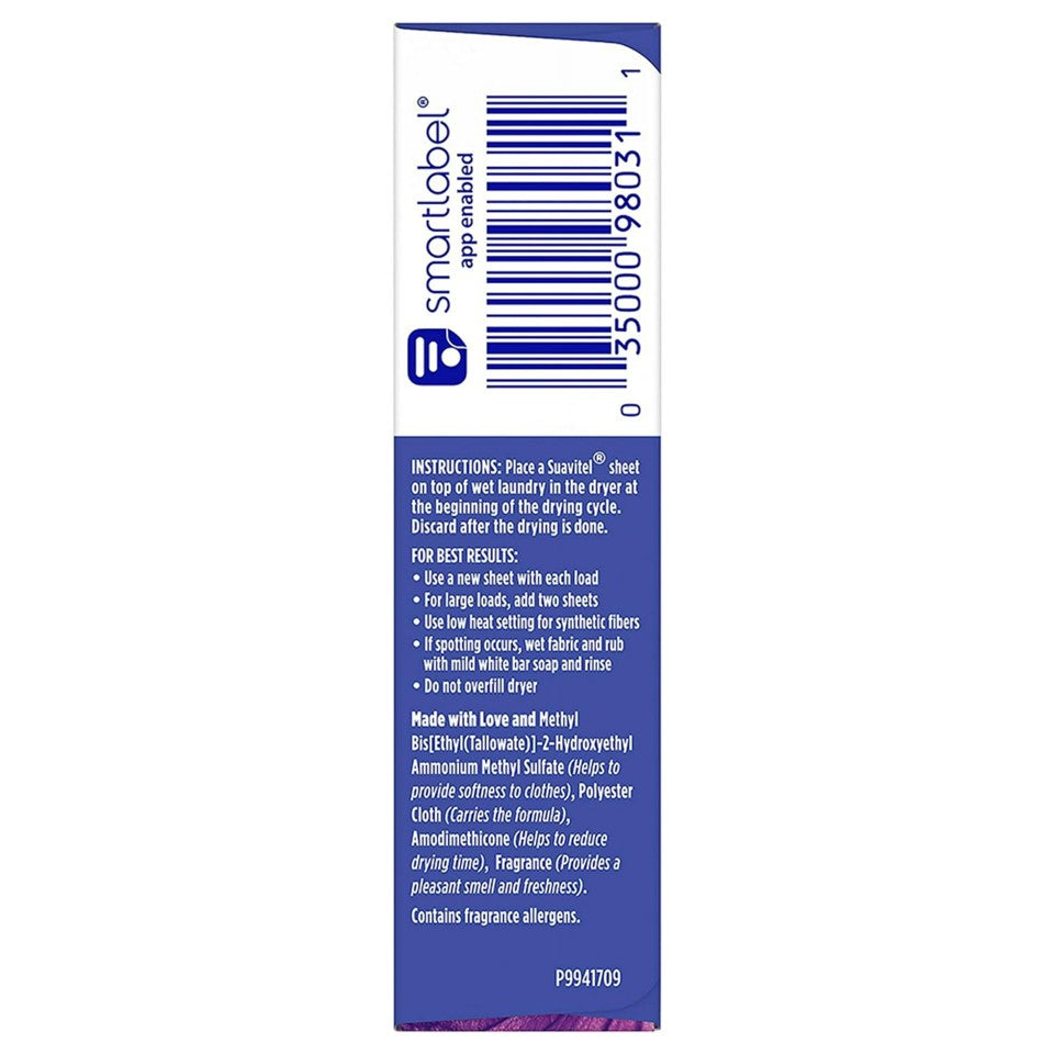 Suavitel Fabric Softener Dryer Sheets Lavender - 18ct/15pk