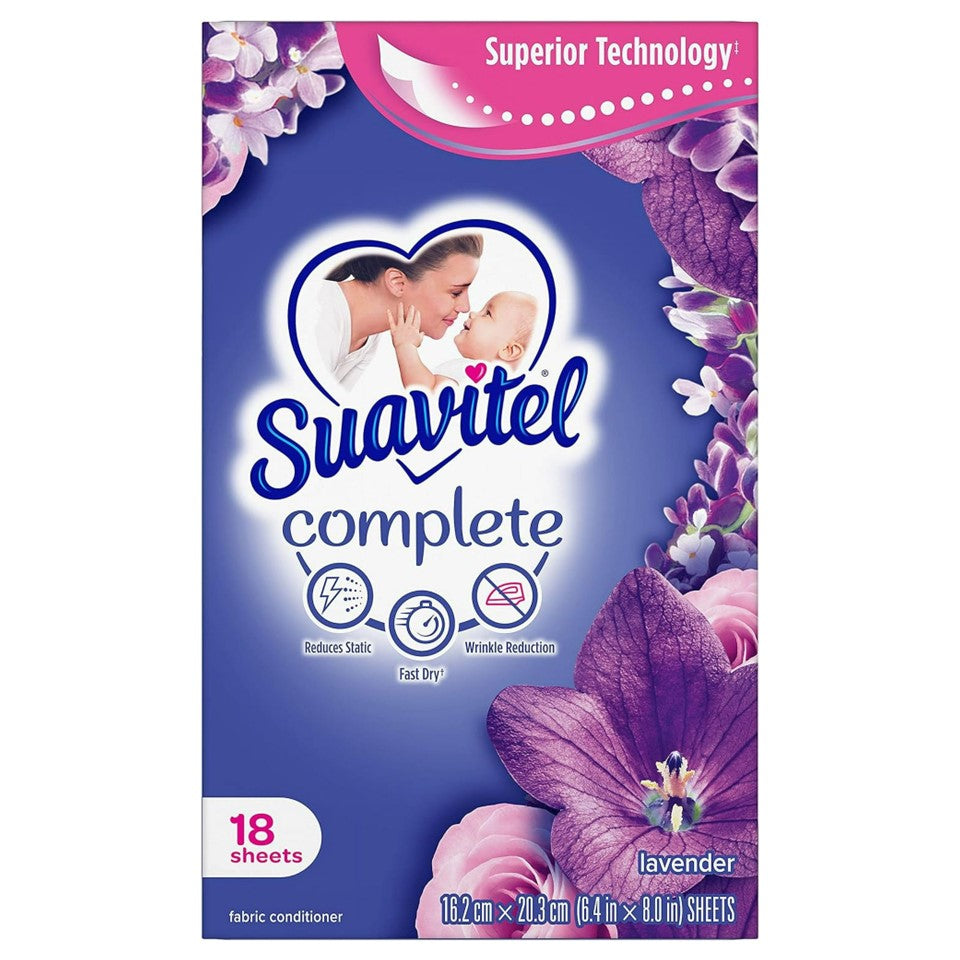 Suavitel Fabric Softener Dryer Sheets Lavender - 18ct/15pk